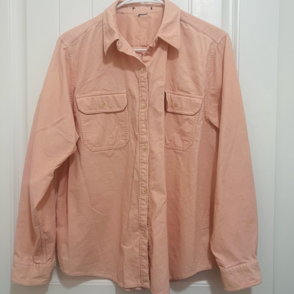 Chaps Woman Blush Pink Corduroy Long Sleeve Button Up Shirt